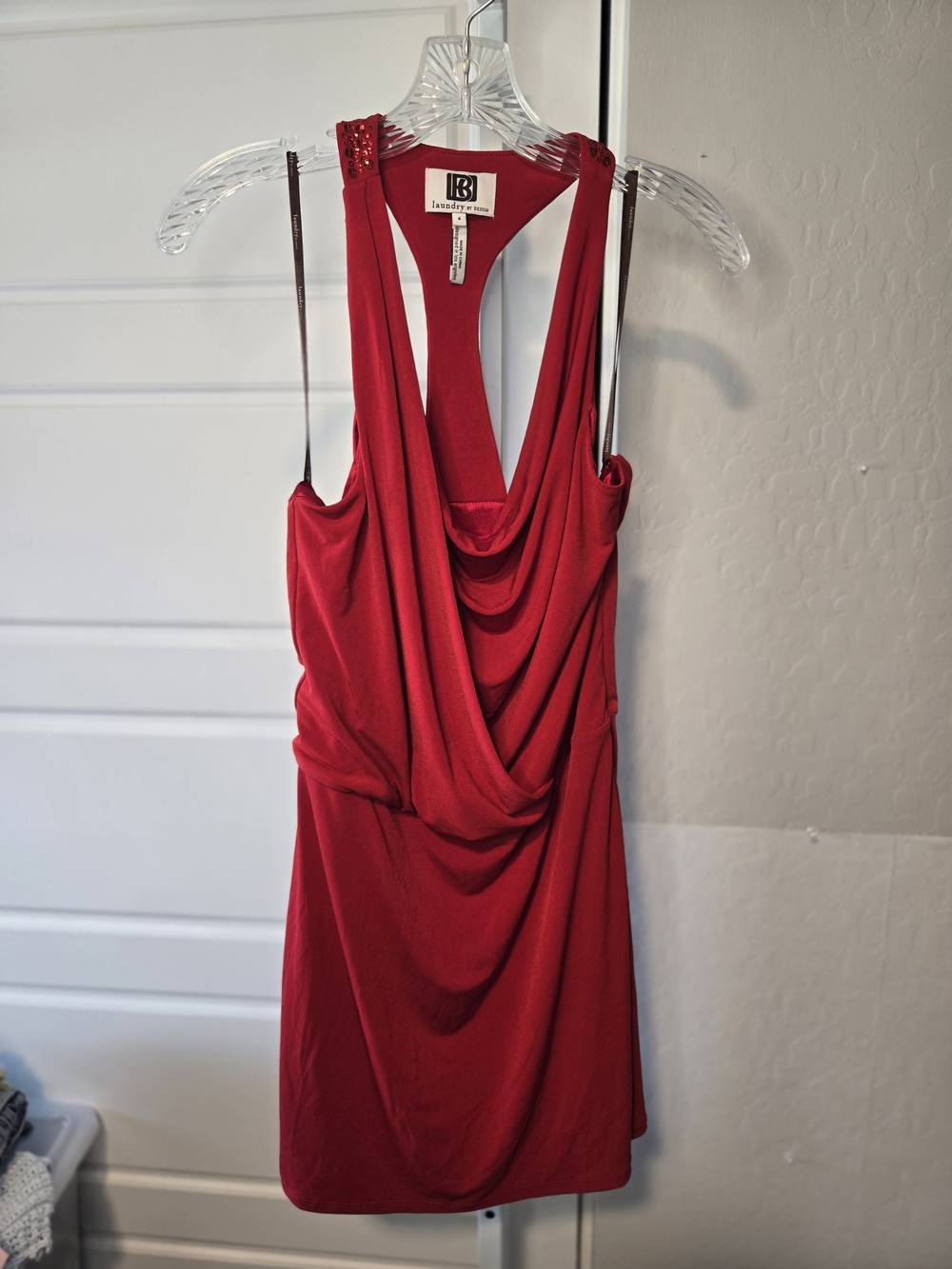 LBD by Laundry by Shelli Segal Red Draped Cocktail Dress
